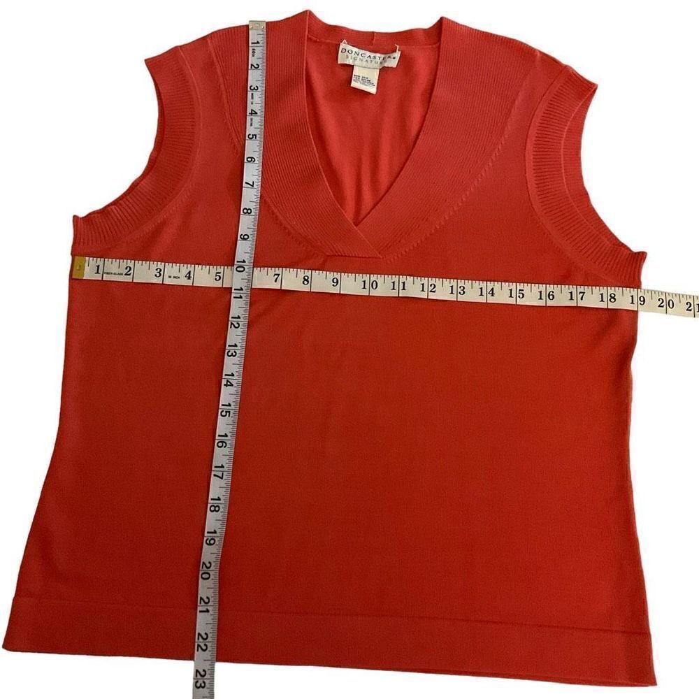 Doncaster Knit Tank Top Silk Blend V-neck Orange Red Coral Sleeveless Large - Picture 3 of 7